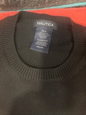 Nautica Men's Black Cotton Crewneck Pullover (two sweaters)